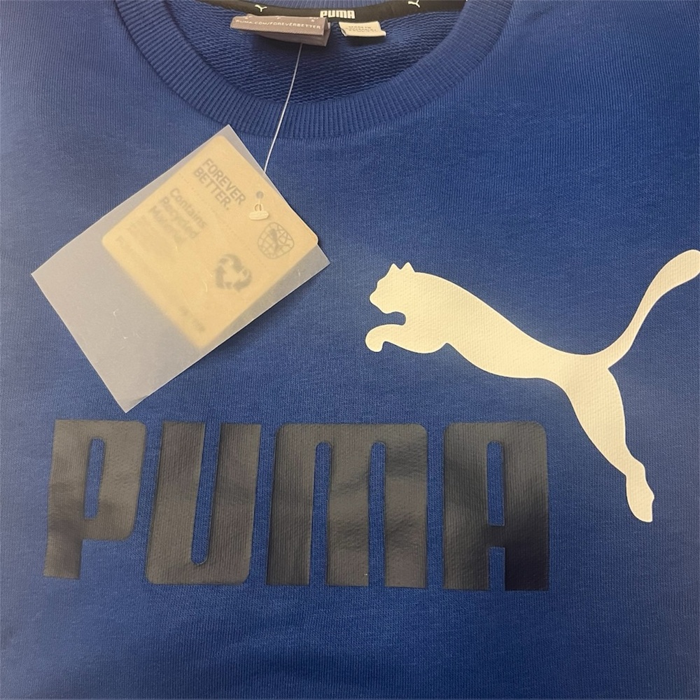 Mens Puma CREWNECK Sweatshirt SM Mens Puma CREW Sweatshirt BLUE Black White logo